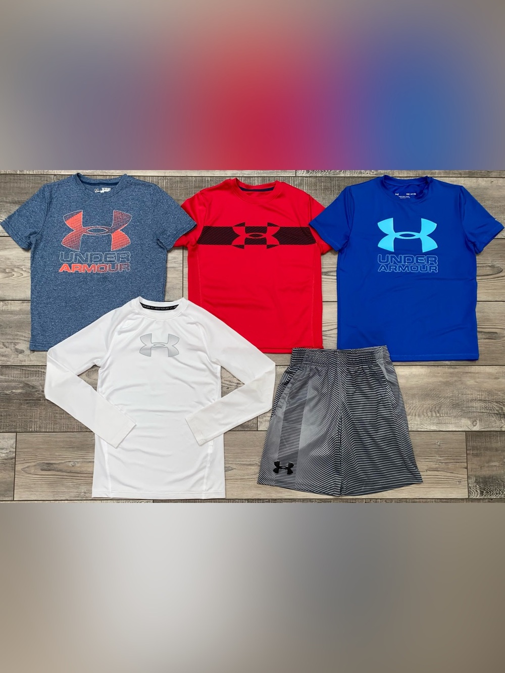 Boy’s Under Armour Short Sleeve Shirts Shorts Clothing Bundle Lot Youth Small 8